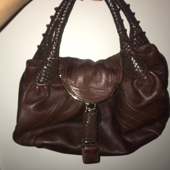 Fendi Handbags - Fendi Spy Cognac Leather Satchel
